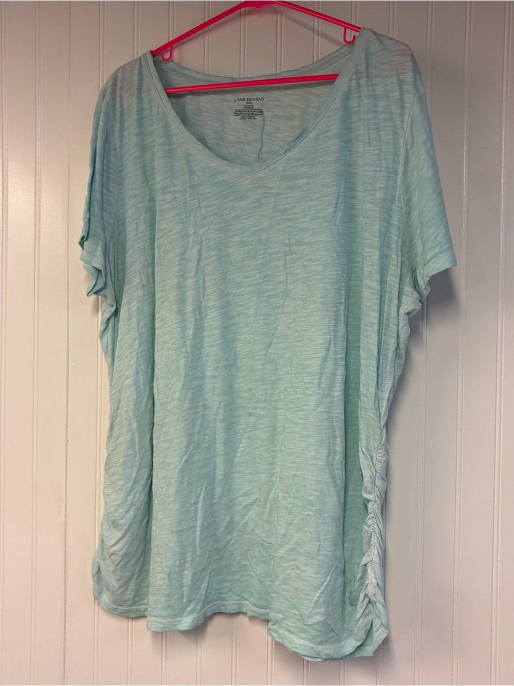 Lane Bryant Light Aqua V-Neck Side-Ruched Tee 18/20